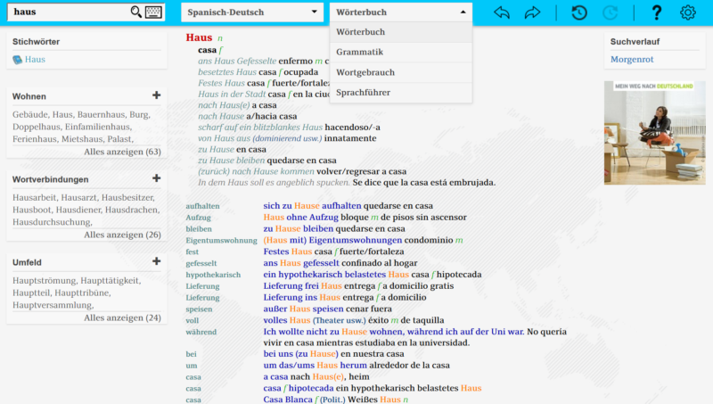 Online-Wörterbuch und Online-Übersetzer dict.com