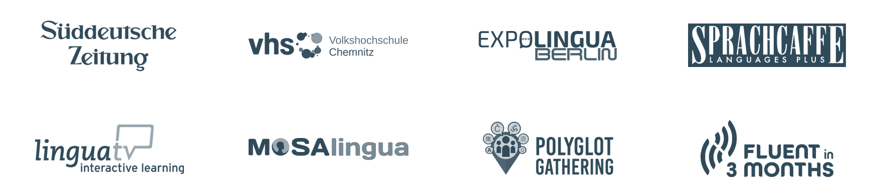 Bekannt aus: Süddeutsche Zeitung, Volkshochschule Chemnitz, Expolingua Berlin, Sprachcaffe, LinguaTV, MosaLingua, Polyglot Gathering, Fluent in 3 Months