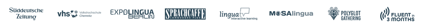 Bekannt aus: Süddeutsche Zeitung, Volkshochschule Chemnitz, Expolingua Berlin, Sprachcaffe, LinguaTV, MosaLingua, Polyglot Gathering, Fluent in 3 Months